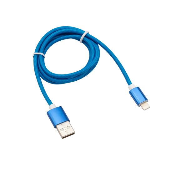 Фото №2 Кабель USB-Lightning 1 м, синяя нейлоновая оплетка (etm18-7052)