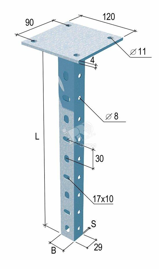 Фото №2 Стойка потолочная усиленная L=800 горячеоцинкованная (LO4896)