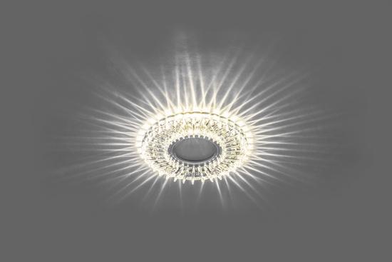 Фото №4 Светильник ИВО-50w G5.3 со светодиодной подсветкой 4000К хром с прозрачным стеклом (CD900)