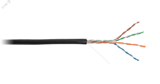 Фото №2 Кабель U/UTP 4 пары, Кат.5e, одножильный, медный, внешний, PE до -40C, черный, 305м бухта (EC-UU004-5E-PE-BK)
