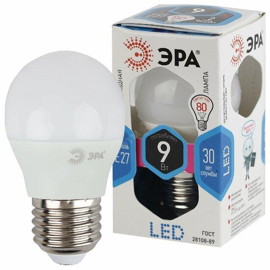 Фото №2 LED P45-9W-840-E27 ЭРА (диод, шар, 9Вт, нейтр, E27) (10/100/3600) (Б0029044)