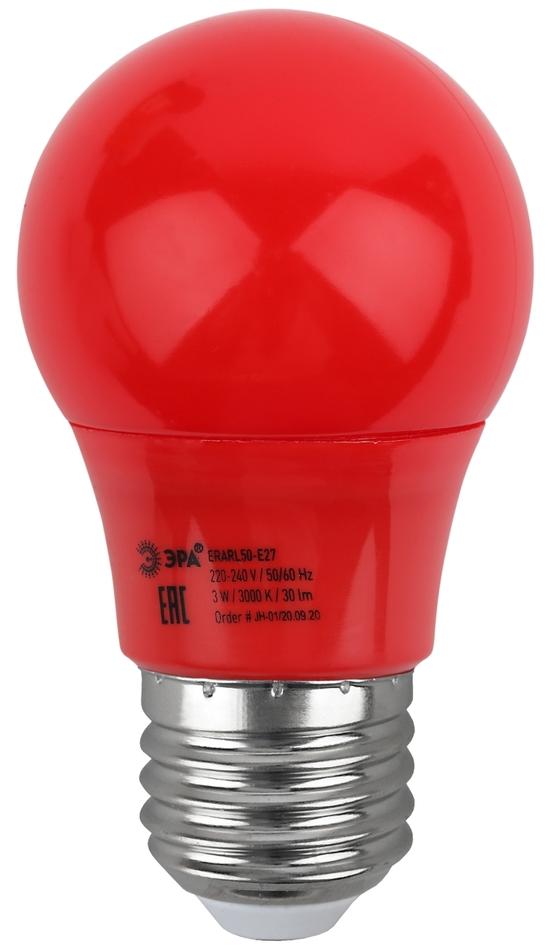 Фото №4 Лампа светодиодная для Белт-Лайт  диод. груша красн., 13SMD, 3W, E27ERARL50-E27 ЭРА LED A50-3W-E27 ЭРА (Б0049580)