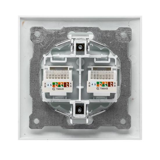 Фото №3 Валенсия розетка компьютерная RJ-45 2-местная белая EKF PROxima (EWK02-035-10)