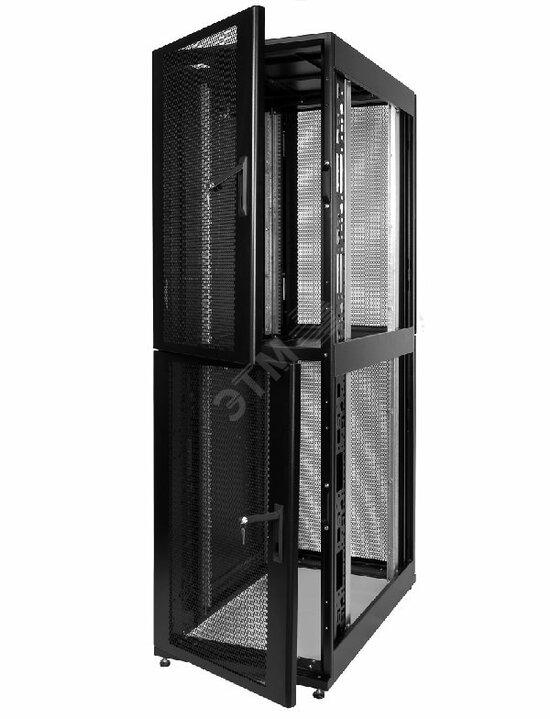 Фото №2 Шкаф серверный ПРОФ напольный колокейшн 46U (600х1200) 2 секции дверь перфорированная 2 шт черный в сборе ШТК-СП-К-2-46.6.12-44АА-9005 (ШТК-СП-К-2-46.6.12-44АА-Ч)