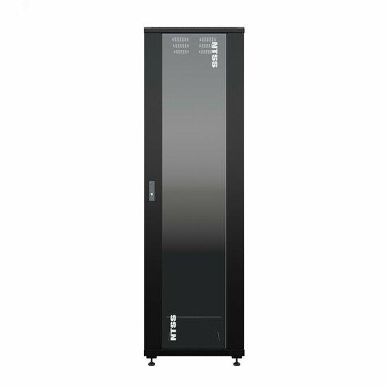 Фото №3 Шкаф напольный универсальный серверный NTSS R 32U 600х1000мм, 4 профиля 19, двери стекло и сплошная металл, боковые стенки съемные, регулируемые опоры, разобранный, черный RAL 9005 (NTSS-R32U60100GS-BL)