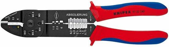 Фото №2 Пресс-клещи для резки и зачистки кабеля опрессовки кабельных наконечников и штекеров 3 гнезда обжим кабельных наконечников с изолятором и кабельных соединителей: 05-60 мм (AWG 20 - 10) j обжим штекеров открытых неизолированныеованных шириной 63 (KN-9722240SB)