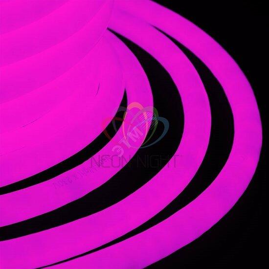 Фото №2 Неон профессиональный светодиодный гибкий 360 постоянное свечение розовый 220В (бухта 50м) (131-037)