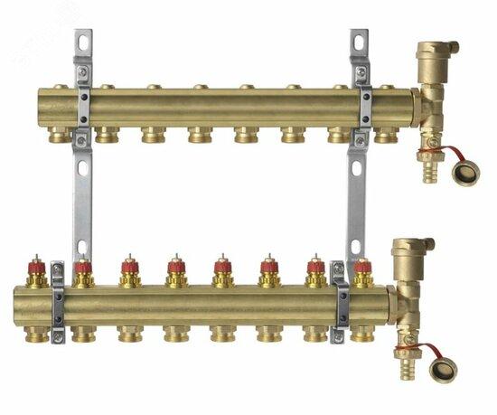 Фото №2 Коллекторная группа 1' х 8 выходов 3/4' с преднастройкой с воздухоотводчиками FHF-8 set (088U0708)
