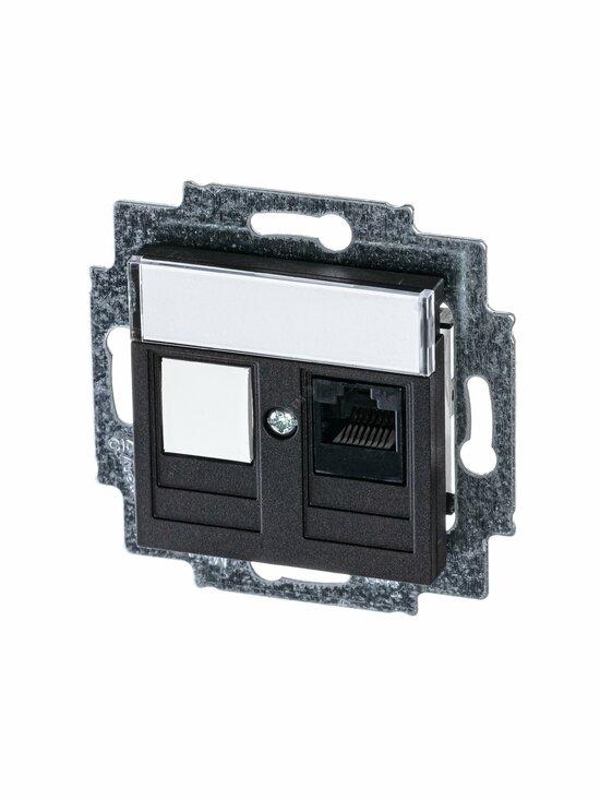 Фото №3 Розетка информационная ABB Levit RJ45 категория 5e и заглушка антрацит (5014H-A51017 63W)