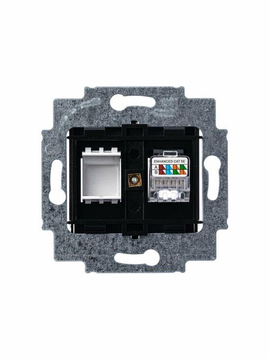 Фото №4 Розетка информационная ABB Levit RJ45 категория 5e и заглушка антрацит (5014H-A51017 63W)
