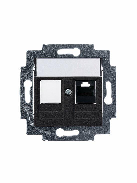 Фото №5 Розетка информационная ABB Levit RJ45 категория 5e и заглушка антрацит (5014H-A51017 63W)