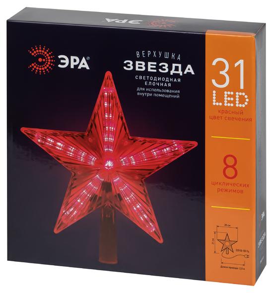 Фото №4 Светодиодная елочная верхушка Звезда, 31 LED, h21 см,длина провода 2,5 м., 220V, IP20 ENGEV-02 ЭРА (Б0056008)