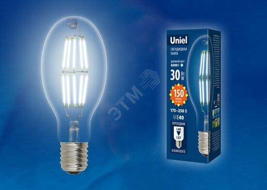 Фото №3 LED-ED90-30W/NW/E40/CL GLP05TR Лампа светодиодная, прозрачная. Белый свет (4000K). Картон. ТМ Uniel (LEDED9030WNWE40CLGLP05TR)