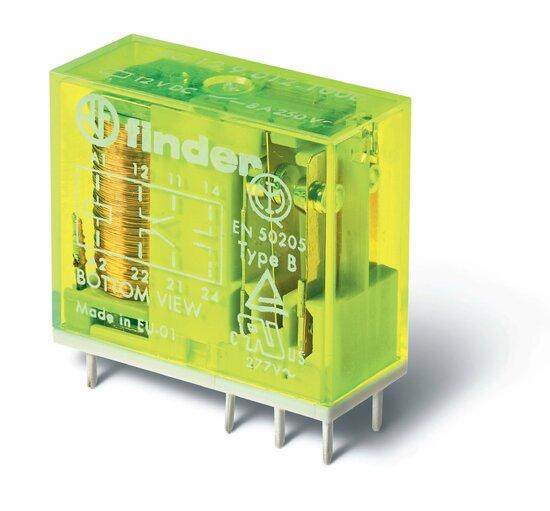 Фото №2 Электромеханическое реле безопасности (реле с принудительным управлением контактами), монтаж на печатную плату или в розетку, выводы с шагом 5мм, 2CO 8A, контакты AgNi+Au, катушка 5В DC, степень защиты RTII (50.12.9.005.5000)