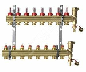 Фото №2 Коллекторная группа с расходомерами 1' х 8 выходов 3/4' с преднастройкой и воздухоотводчиками FHF-8F set (088U0728)