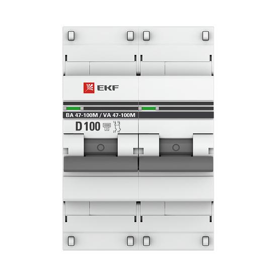 Фото №4 Автоматический выключатель 2P 100А (D) 10kA ВА 47-100M с электромагнитным расцепителем EKF PROxima (mcb47100m-2-100D-pro)