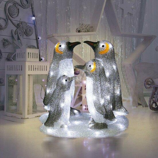 Фото №2 Акриловая домашняя светодиодная фигура Семья пингвинов 40х33х36 см, 80 светодиодов, IP65, понижающий трансформатор в комплекте NEON-NIGHT (513-202)