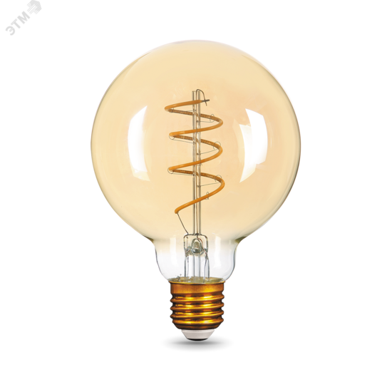 Фото №2 Лампа светодиодная LED 6 Вт 360 Лм 2400К теплая Е27 G95 golden flexible Filament Gauss (105802007)