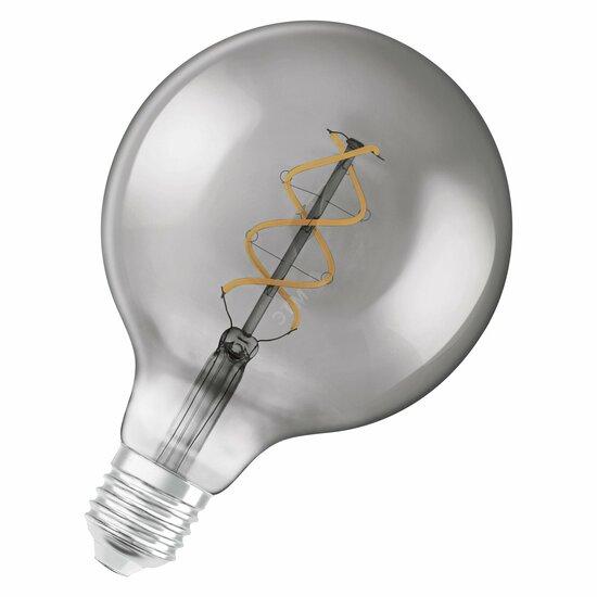 Фото №2 Лампа светодиодная LED 5W E27 Vintage 1906 CL GLOBE125, (замена 15Вт), дымчатая, теплый белый свет, филаментная Osram (4058075269989)