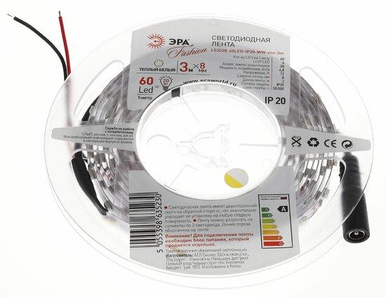 Фото №2 Лента светодиодная LS3528-60LED-IP20-WW-eco-3m (80/1600) ЭРА (Б0002324)