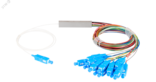 Фото №2 Сплиттер планарный 1x16, одномодовый, G.657.A1, SC/UPC, миникорпус, 0.9 мм (NMF-SPP1X16A1-SCU-M)