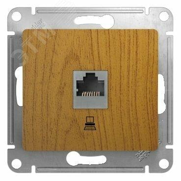 Фото №3 GLOSSA Розетка компьютерная RJ45 категория 5е в рамку дуб (GSL000581K)