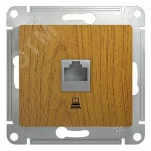 Фото №4 GLOSSA Розетка компьютерная RJ45 категория 5е в рамку дуб (GSL000581K)
