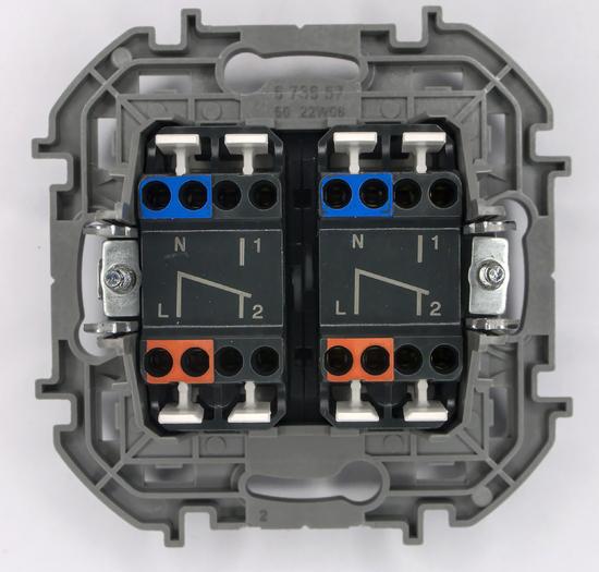 Фото №2 Переключатель модульный двухклавишный - INSPIRIA -10 AX - 250 В~ - алюминий (673657)