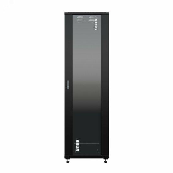 Фото №3 Шкаф напольный универсальный серверный NTSS R 18U 600х800мм, 4 профиля 19, двери стекло и сплошная металл, боковые стенки съемные, регулируемые опоры, разобранный, черный RAL 9005 (NTSS-R18U6080GS-BL)