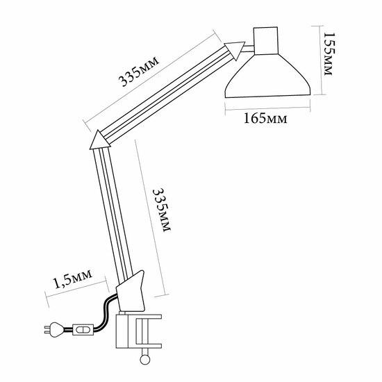 Фото №6 Светильник настольный 60w Е27 на струбцине белый (DE1430)