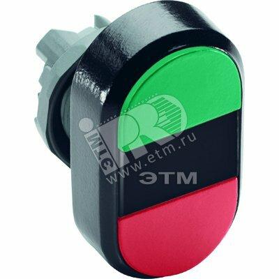 Фото №2 Кнопка двойная MPD4-11B (зеленая/красная) непрозрачная черная линза с текстом (START/STOP) (1SFA611133R1106)