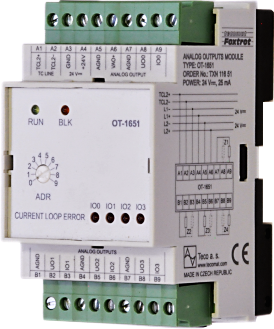 Фото №2 Модуль аналоговых выходов OT-1651 OT-1651, 4xAO: 0-10V/ 4-20mA, GO (TXN 116 51)