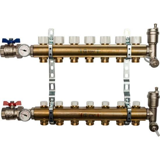 Фото №2 Коллектор распределительный на 7 выходов, без     расходомеров, латунь (SMB 0468 000007)