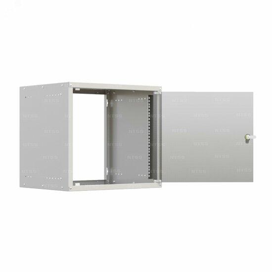 Фото №4 Шкаф настенный телекоммуникационный NTSS LIME 12U 550х600х635мм, 2 профиля 19, дверь стеклянная, боковые стенки несъемные, разобранный, серый RAL 7035 (NTSS-WL12U5560GS)