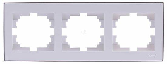 Фото №2 RAIN Рамка 3 поста горизонтальная белая с боковой вставкой хром (703-0225-148)