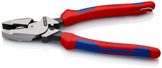 Фото №4 Linemans Pliers плоскогубцы электромонтёра с приспособлением для протяжки кабеля и обжима кабельных наконечников рез: проволока средней твёрдости  46 мм твёрдая проволока  3 мм L-240 мм чёрные 2-компонентные рукоятки крепление для страховки KN-0