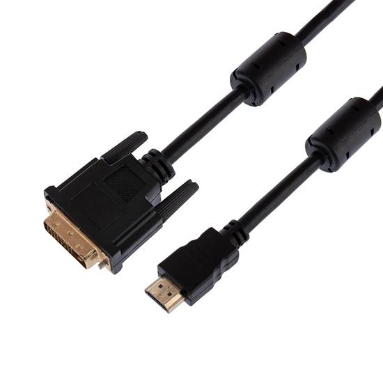 Фото №2 Шнур HDMI - DVI-D с фильтрами. длина 5 метров (GOLD) (PE пакет) REXANT (etm17-6306)