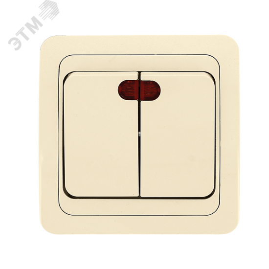 Фото №2 Лондон Выключатель двухклавишный с индикатором 10А бежевый (EEV10-123-20)