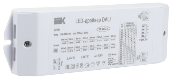 Фото №2 Драйвер светодиодный LED DALI 42Вт 250-1000мА 8-52В (LPS14-01-042-1000)