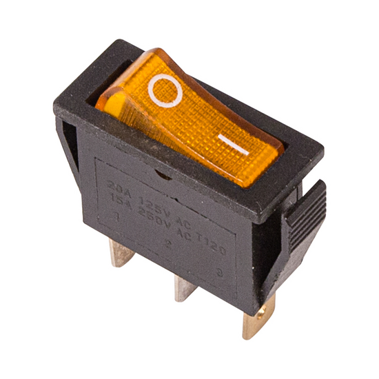 Фото №2 Выключатель клавишный 250V 15А (3с) ON-OFF желтый  с подсветкой  REXANT (etm36-2212)