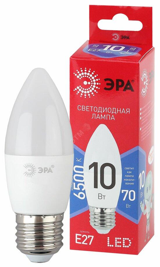 Фото №2 Лампа светодиодная LED B35-10W-865-E27 R  (диод, свеча, 10Вт, хол, E27) (10/100/3500) ЭРА (Б0045338)