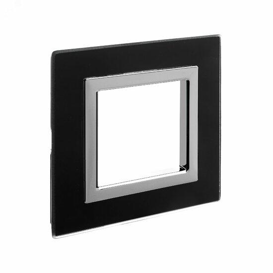 Фото №3 Рамка из натурального стекла, ''Avanti'', черная, 2 модуля (4402822)
