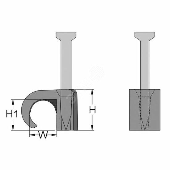 Фото №2 Скоба с гвоздем для круглого кабеля, 5-7, цвет серый (упак. 100 шт.) (262209)