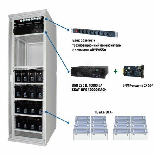 Фото №2 Источник бесперебойного питания Online SKAT-UPS 10 000 ВА/9 000 Вт без АКБ Шкаф, бесперебойный комплекс клеммы, 8хCEE 7/4 (484)