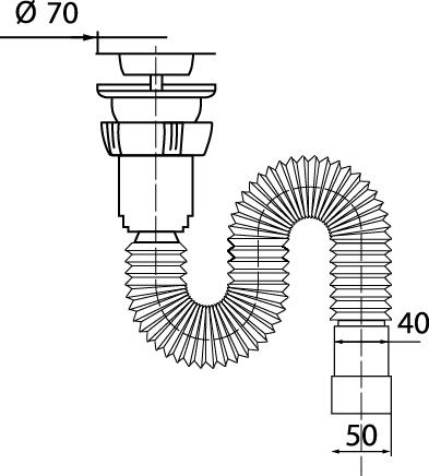 Фото №2 Сифон гофрированный для мойки 1'1/2 х 40/50 мм L800 мм (30717983)