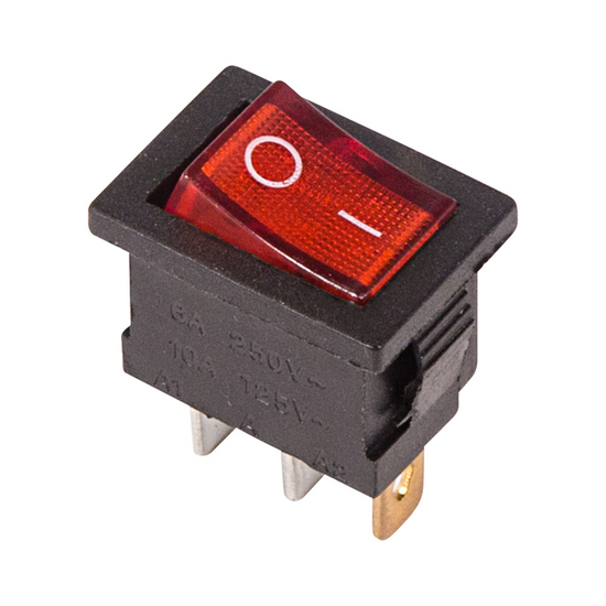 Фото №2 Выключатель клавишный 250V 6А (3с) ON-OFF красный  с подсветкой  Mini  REXANT (etm36-2150)