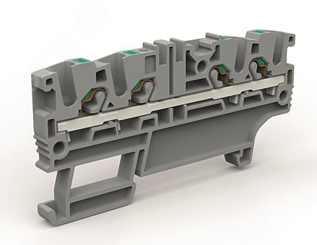 Фото №2 Проходная клемма 4 точки подключения на 2,5 кв.мм (ZEFC220GR)