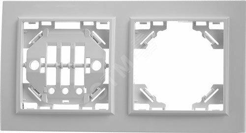 Фото №2 Рамка двухместная горизонтальная, серия Эрна, белая, Stekker (PFR00-9002-01)