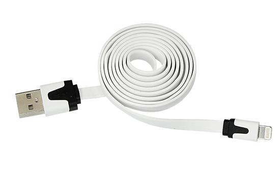 Фото №2 Кабель USB-Lightning для iPhone, PVC, flat, white, 1m (etm18-1974)