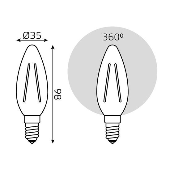 Фото №7 Лампа светодиодная LED 13Вт 1100Лм 2700К теплая Е14 Свеча Filament Gauss (103801113)